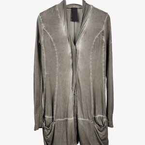 Rundholz Distressed Brown Grey Ombre Rounded Hem Cardigan, Size S
